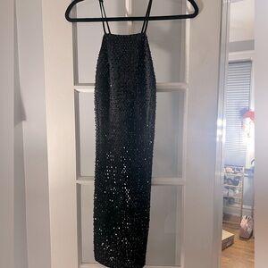 Black Sequin and Velvet Dress